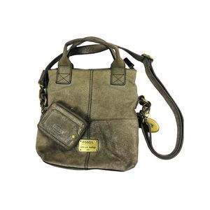 Fossil Suede Gold Metallic Explorer Crossbody Hob… - image 1